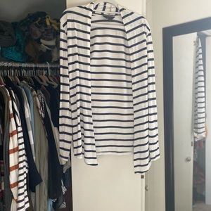 Navy and white striped cardigan, small